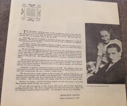 Dinu Lipatti : His Last Recital (Besancon Festival - September 16, 1950) (2xLP, Album, Mono, RE + Box, Mono, RE)