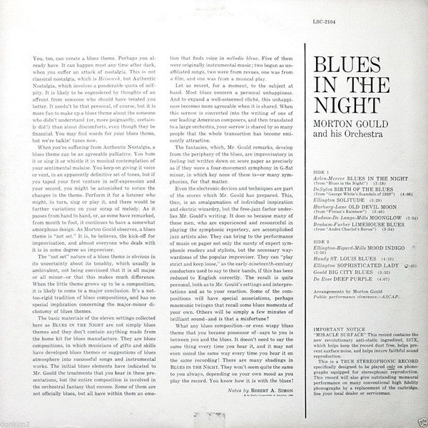 Morton Gould And His Orchestra : Blues In The Night (LP)