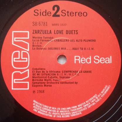 Montserrat Caballé, Bernabé Martí : Zarzuela Love Duets (LP)