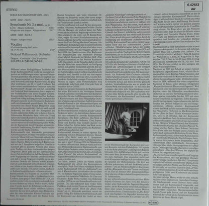 Sergei Vasilyevich Rachmaninoff - National Philharmonic Orchestra, Leopold Stokowski : Symphonie Nr.3 A-Moll, Op.44 / Vocalise (LP, Album, Gat)