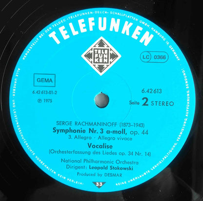 Sergei Vasilyevich Rachmaninoff - National Philharmonic Orchestra, Leopold Stokowski : Symphonie Nr.3 A-Moll, Op.44 / Vocalise (LP, Album, Gat)
