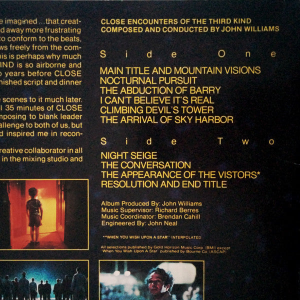 John Williams (4) : Close Encounters Of The Third Kind (Original Motion Picture Soundtrack) (LP, Album, Pit + 7", S/Sided, Single, Styrene, Pit)