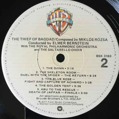 Miklós Rózsa, Elmer Bernstein, Royal Philharmonic Orchestra, The Saltarello Choir : The Thief Of Bagdad (LP, Album, RE)
