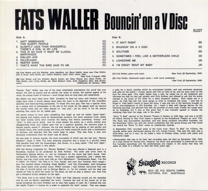 Fats Waller : Bouncin' On A V Disc (LP, Comp, Mono)