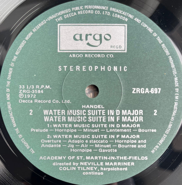 Handel* - Academy Of St. Martin-in-the-Fields*, Neville Marriner* : Music For The Royal Fireworks / Water Music (LP)