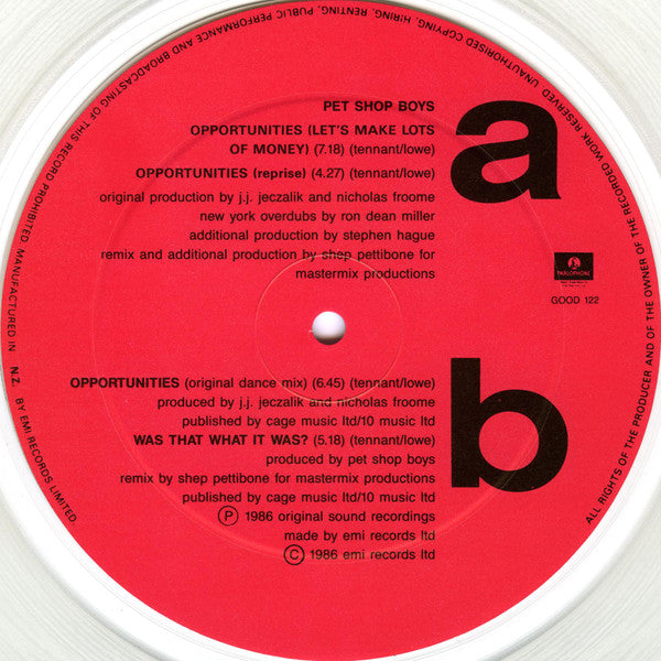 Pet Shop Boys : Opportunities (Let's Make Lots Of Money) (12", Cle)