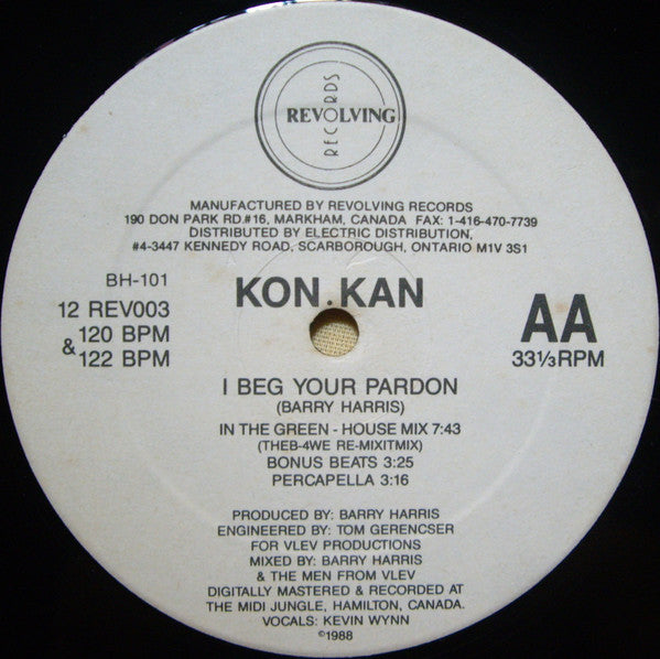 Kon Kan : I Beg Your Pardon (12", Die)