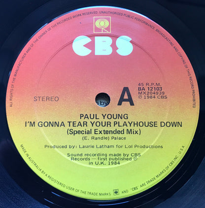 Paul Young : I'm Gonna Tear Your Playhouse Down (12", Maxi)