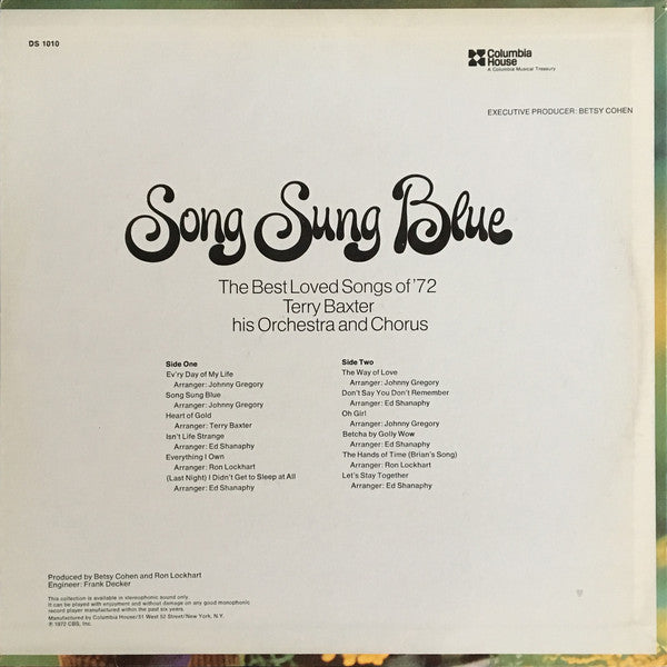 Terry Baxter His Orchestra & Chorus : Song Sung Blue - The Best Love Songs of '72 (LP, Album)