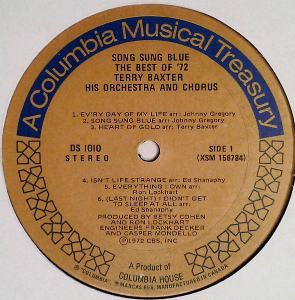 Terry Baxter His Orchestra & Chorus : Song Sung Blue - The Best Love Songs of '72 (LP, Album)