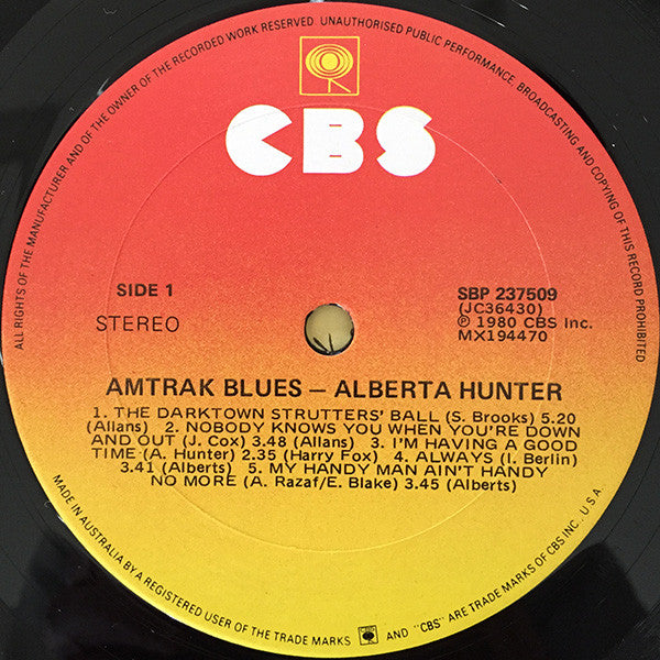 Alberta Hunter : Amtrak Blues (LP, Album)