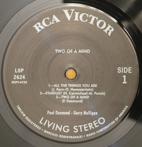 Paul Desmond, Gerry Mulligan : Two Of A Mind (LP, Album, RE, 180)