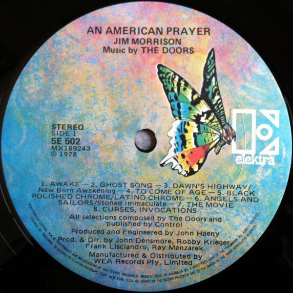 Jim Morrison Music By The Doors : An American Prayer (LP, Album, Gat)