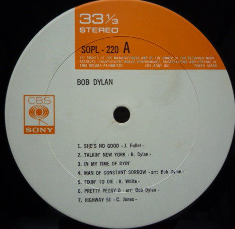 Bob Dylan : Bob Dylan (LP, Album, RE)