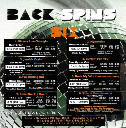 Various : Back Spins Six (CDr, Comp, Promo)