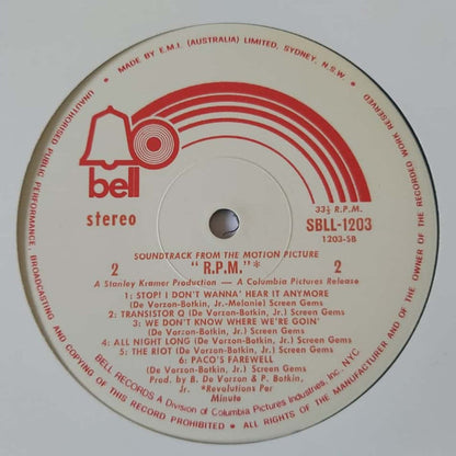 Barry De Vorzon & Perry Botkin Jr. : R.P.M. (The Original Motion Picture Soundtrack) (LP)