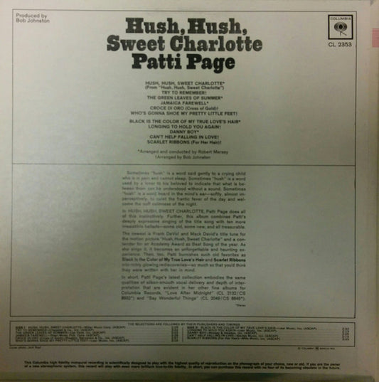Patti Page : Hush, Hush Sweet Charlotte (LP)