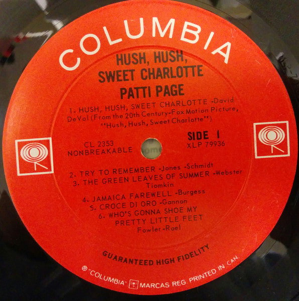 Patti Page : Hush, Hush Sweet Charlotte (LP)