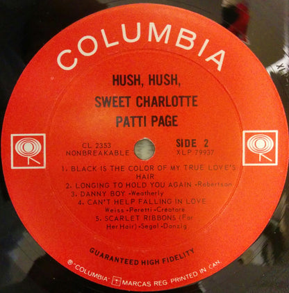 Patti Page : Hush, Hush Sweet Charlotte (LP)
