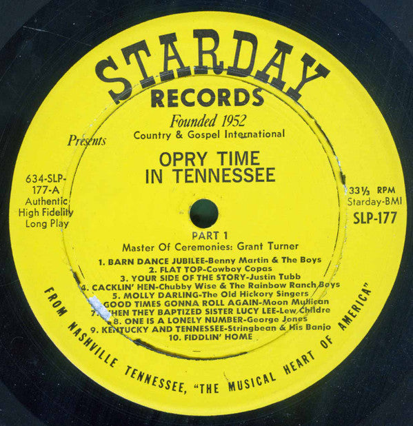 Various : Opry Time In Tennessee (LP, Comp, Mono)