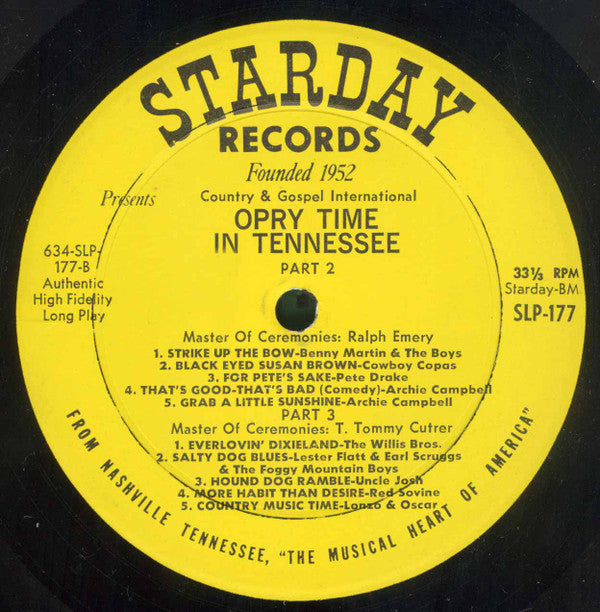 Various : Opry Time In Tennessee (LP, Comp, Mono)