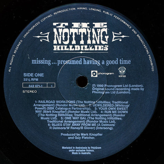 The Notting Hillbillies : Missing... Presumed Having A Good Time (LP, Album)