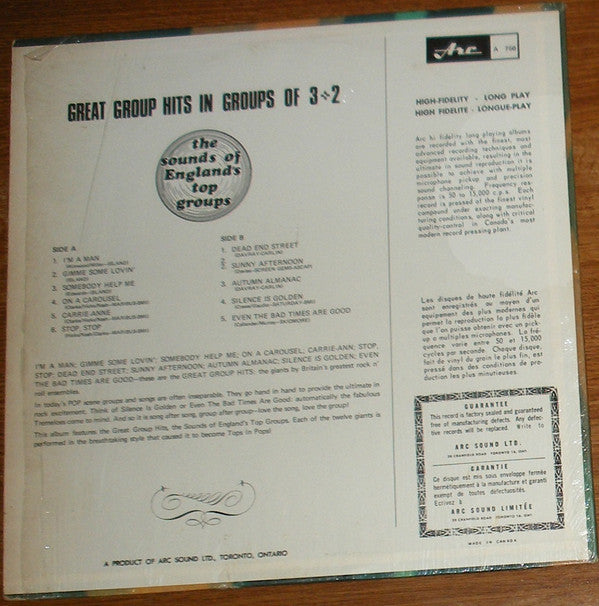 The Sounds Of England's Top Groups : Great Group Hits In Groups Of 3+2 (LP, Album)