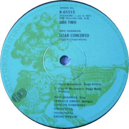 Ravi Shankar & André Previn - London Symphony Orchestra : Concerto For Sitar & Orchestra (LP, Album, Club, RE)