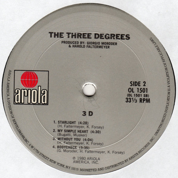 The Three Degrees : Three D (LP, Album, Pit)