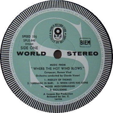 René Cloerec And Roman Vlad : Where The Hot Wind Blows / Love Is My Profession (LP, Album, Club)