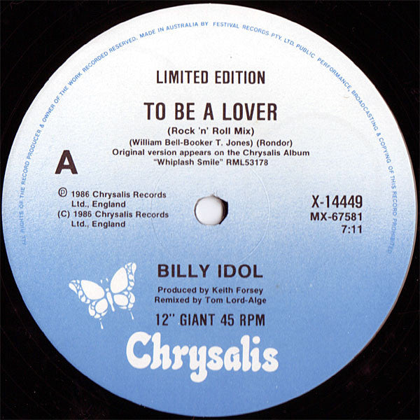 Billy Idol : To Be A Lover (Rock N' Roll Mix) (12", Single, Ltd)
