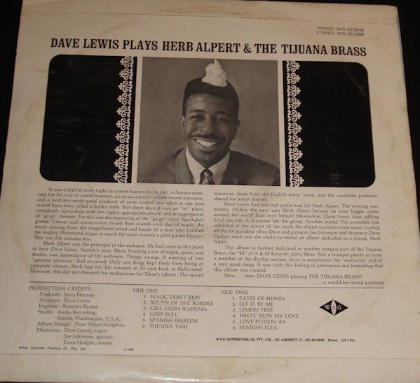 Dave Lewis (4) : Dave Lewis Plays Herb Alpert & The Tijuana Brass (LP, Album)