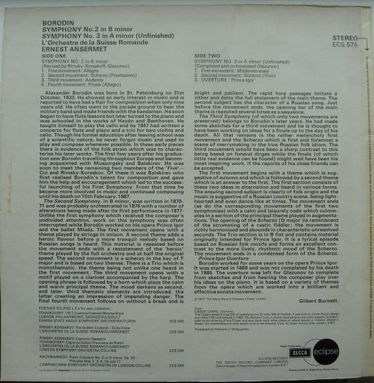 Borodin*, Ernest Ansermet, L'Orchestre De La Suisse Romande : Symphonies 2 and 3 / Overture: 'Prince Igor' (LP, Album)