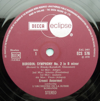 Borodin*, Ernest Ansermet, L'Orchestre De La Suisse Romande : Symphonies 2 and 3 / Overture: 'Prince Igor' (LP, Album)