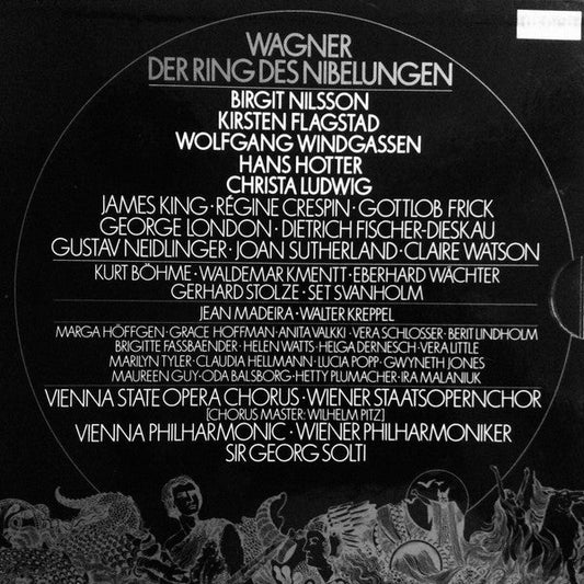 Richard Wagner, Georg Solti ,  Wiener Philharmoniker, Kirsten Flagstad  /  George London (2)  /  Set Svanholm  /  Gustav Neidlinger  /  Birgit Nilsson  /  Régine Crespin  /  Christa Ludwig  /  James King (3)  /  Hans Hotter  /  Gottlob Frick  /  Wolfgang  : Der Ring Des Nibelungen (19xLP)