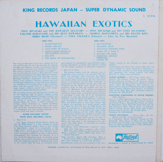 Poss Miyazaki & The Hawaiian All-Stars : Hawaiian Exotics (LP, Album, Mono, RE)