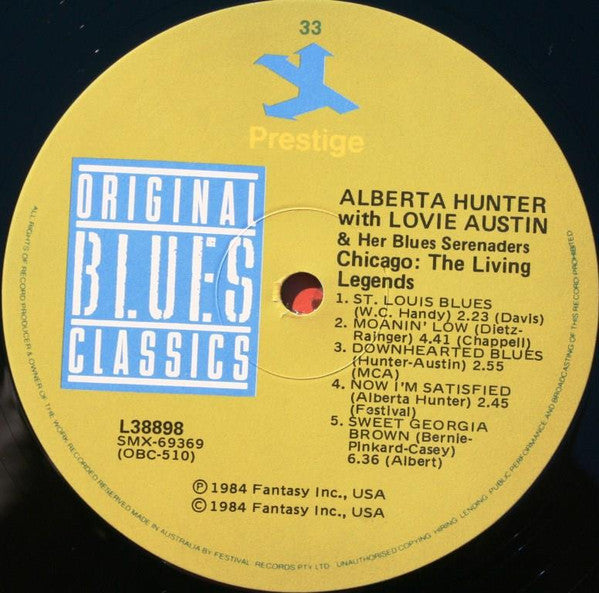 Alberta Hunter ,With Lovie Austin's Blues Serenaders : Chicago: The Living Legends (LP, Album, RE)