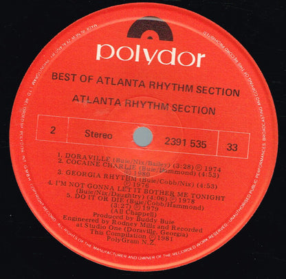 Atlanta Rhythm Section : The Best Of Atlanta Rhythm Section (LP, Comp)