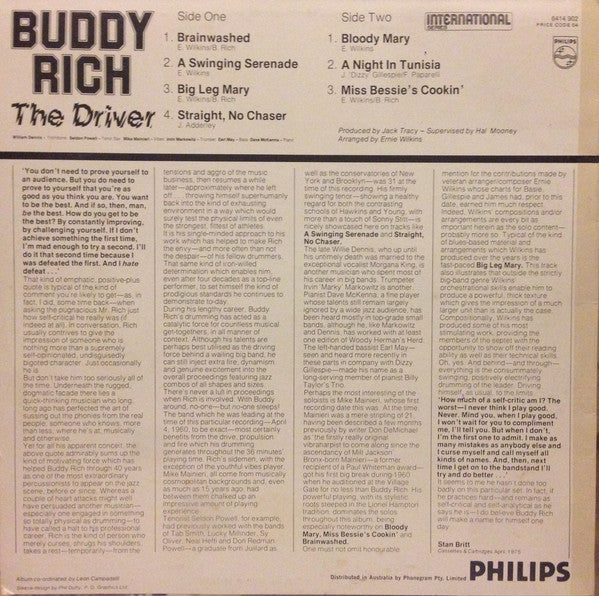 Buddy Rich : The Driver (LP, Album)