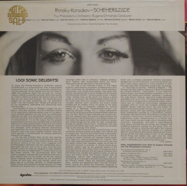 Rimsky-Korsakov* - Eugene Ormandy, The Philadelphia Orchestra, Norman Carol : Scheherazade (LP, Quad, RE)