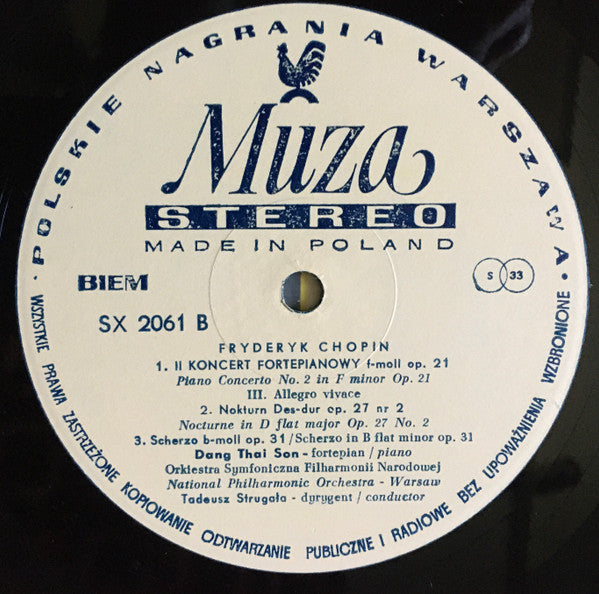 Chopin*, Dang Thai Son : Piano Concerto No. 2 / Nocturne In D Flat Major / Scherzo In B Flat Minor (LP)