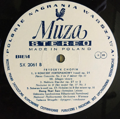 Chopin*, Dang Thai Son : Piano Concerto No. 2 / Nocturne In D Flat Major / Scherzo In B Flat Minor (LP)