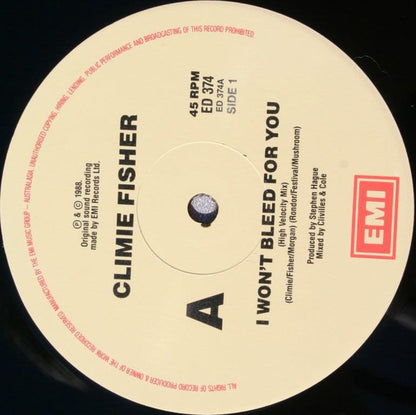 Climie Fisher : I Won't Bleed For You (12", Maxi)