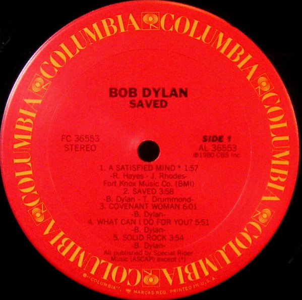 Bob Dylan : Saved (LP, Album)