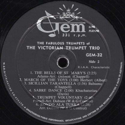 The Victorian Trumpet Trio : The Fabulous Trumpets Of The Victorian Trumpet Trio (LP, Album, Mono)