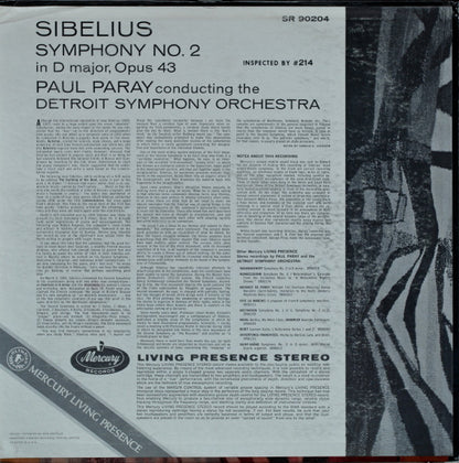 Jean Sibelius - Paul Paray, Detroit Symphony Orchestra : Symphony No. 2 (LP)