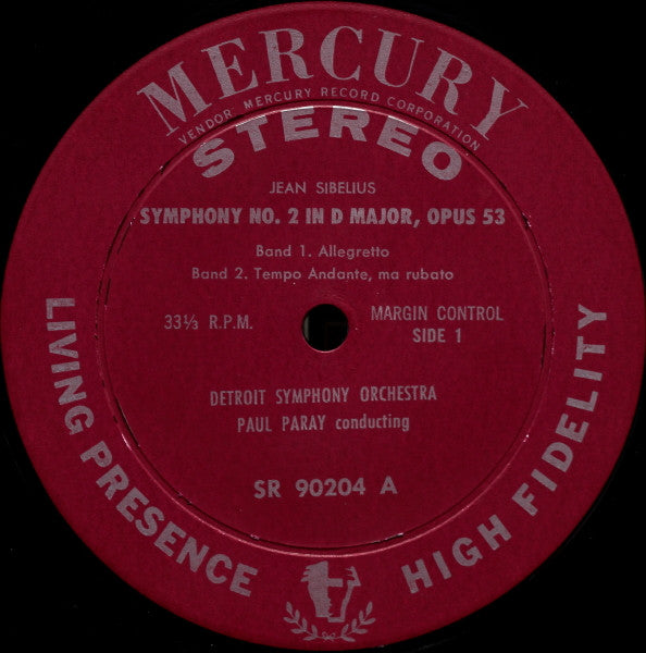 Jean Sibelius - Paul Paray, Detroit Symphony Orchestra : Symphony No. 2 (LP)