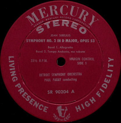 Jean Sibelius - Paul Paray, Detroit Symphony Orchestra : Symphony No. 2 (LP)