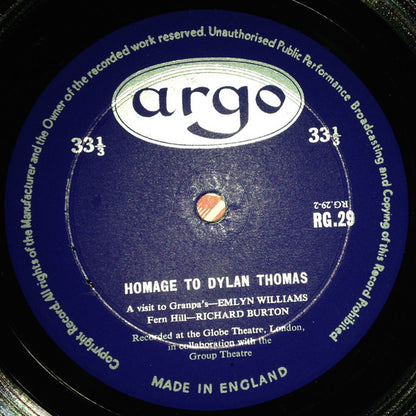 Dylan Thomas, Various : Homage To Dylan Thomas (LP, Mono)