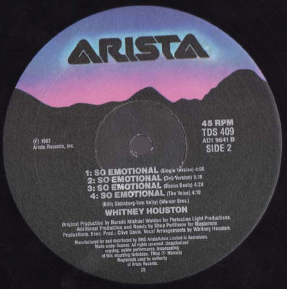 Whitney Houston : So Emotional (12")